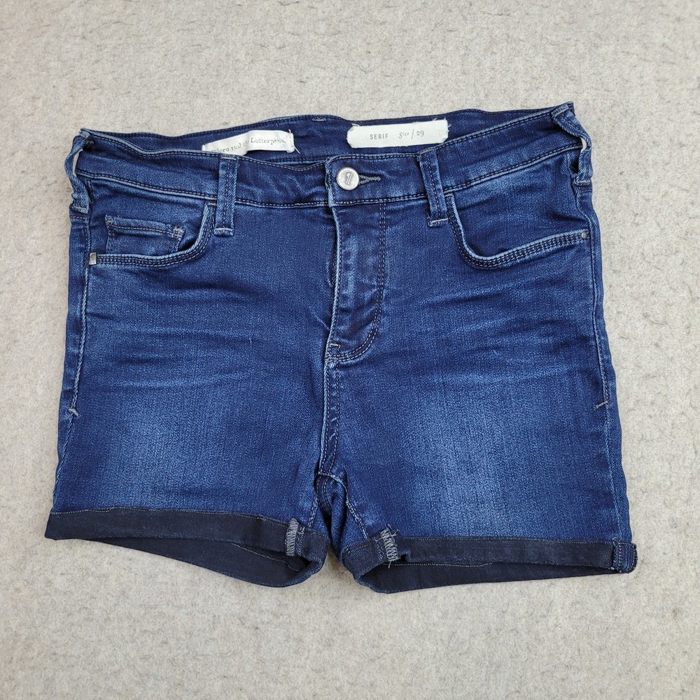 Pilcro and the Letterpress Serif Denim Shorts Womens 29 Blue Dark Wash Stretch